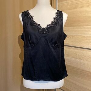 Vintage Y2K Clothing Co. by Notations 100% Silk Black Lace Tank Top Medium